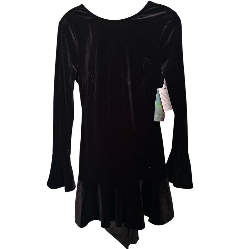 NEW Johnny Wujek Dress Black Velvet Long Sleeve Cut‎ Back Bow Prom small